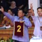 Pasangan Capres Koalisi Indonesia Maju Prabowo Subianto dan cawapres Gibran Rakabuming Raka di Pengundian dan Penetapan nomor urut Capres dan Cawapres di kantor KPU. (Dok. TKN Prabowo Gibran)