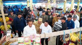 Presiden Joko Widodo ditemani Kepala Bapanas Arief Prasetyo Adi mengunjungi Pasar Lacaria, di Kabupaten Kolaka Utara, Provinsi Sulawesi Tenggara. (Dok. Tim Komunikasi Bapanas)