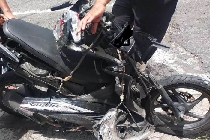 Ilustrasi Kondisi sepeda motor Honda milik korban, ringsek setelah kecelakaan. (Dok. jogja.polri.go.id)