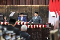 Presiden Prabowo Subianto saat menyampaikan Pidato Kenegaraan di Gedung MPR/DPR/DPD, Jakarta, (Dok. Tim Media Prabowo)